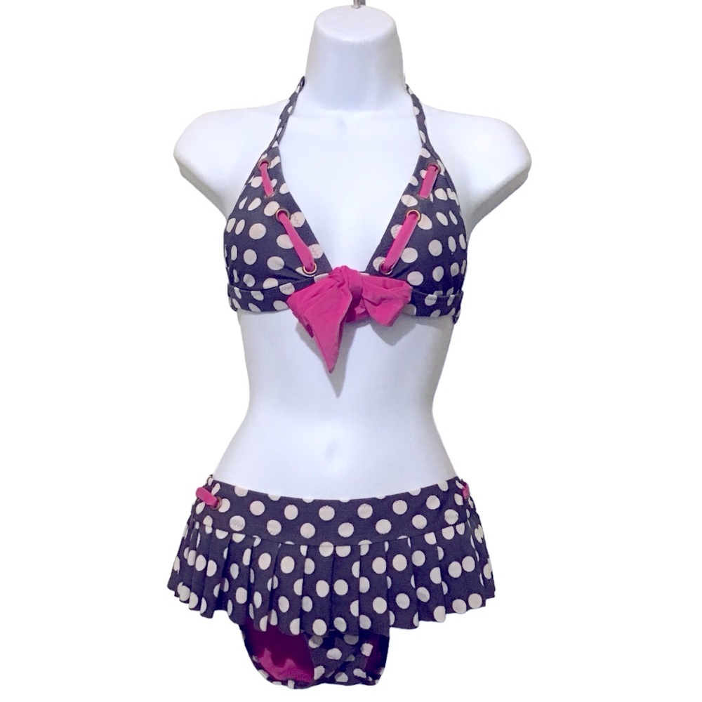 Betsey Johnson Pink and Black Polka Dot Bikini